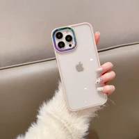 for iphone 13 pro max cases colorful metal lens frame clear back phone case for iphone 13 12 mini 11 pro max silicon hard cover