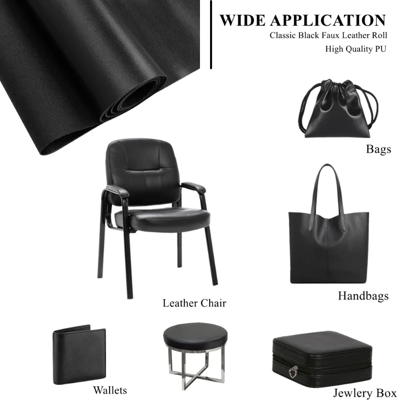 

Solid Black Embossed PU Leatherette Faux Leather Fabric Synthetic Sheets For Sewing Bag/Sofa/Chair Cover/bedside soft pack #DIY