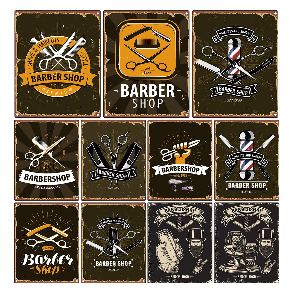 

Beard Studio Plaque Barbershop Metal Tin Signs Bar Pub Home Decor Shave Haircut Wall Poster Hairstyles Vintage Tin Sign