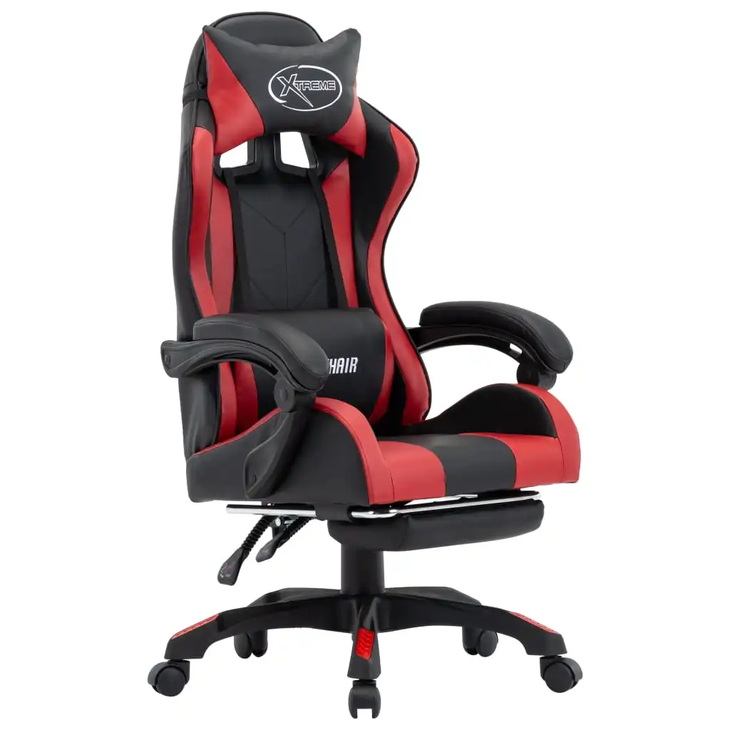 

Office chairs chair video games and footrest Burgundy/black faux leather
