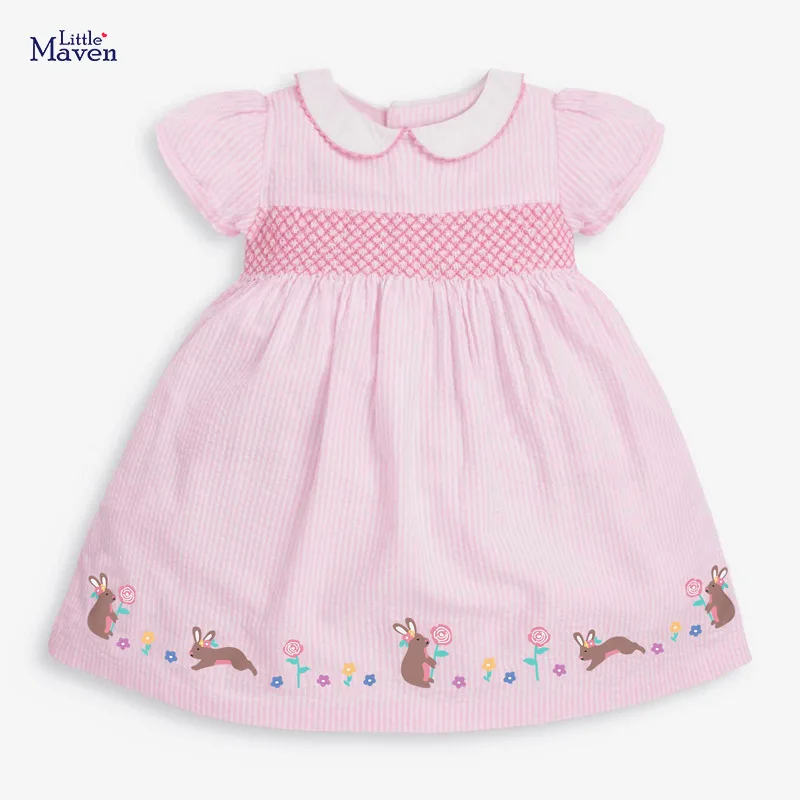 

Girls' Dresses European and American Children's Skirts Summer New Skirts Woven Short-sleeved Girls' Skirts