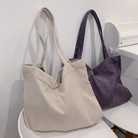 corduroy bag for women 2022 shoulder bags shopper girls handbags zipper eco environmental storage large capacity winter tote bag