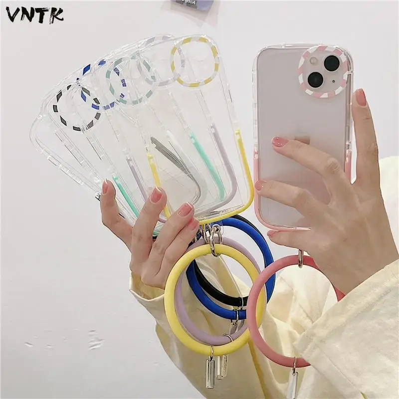 

Creative Clear Silicone Collar Wristband Folding Stand Girl Soft Case For Iphone 11 12 13 Pro Max Xr X Xs Anti-drop Cover Fundas
