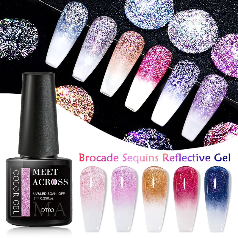 

MEET ACROSS 7ml Jelly Milky White Gel Nail Polish Use With Reflective Nail Gel Semi Permanent Soak Off Nail Polish for Manicure