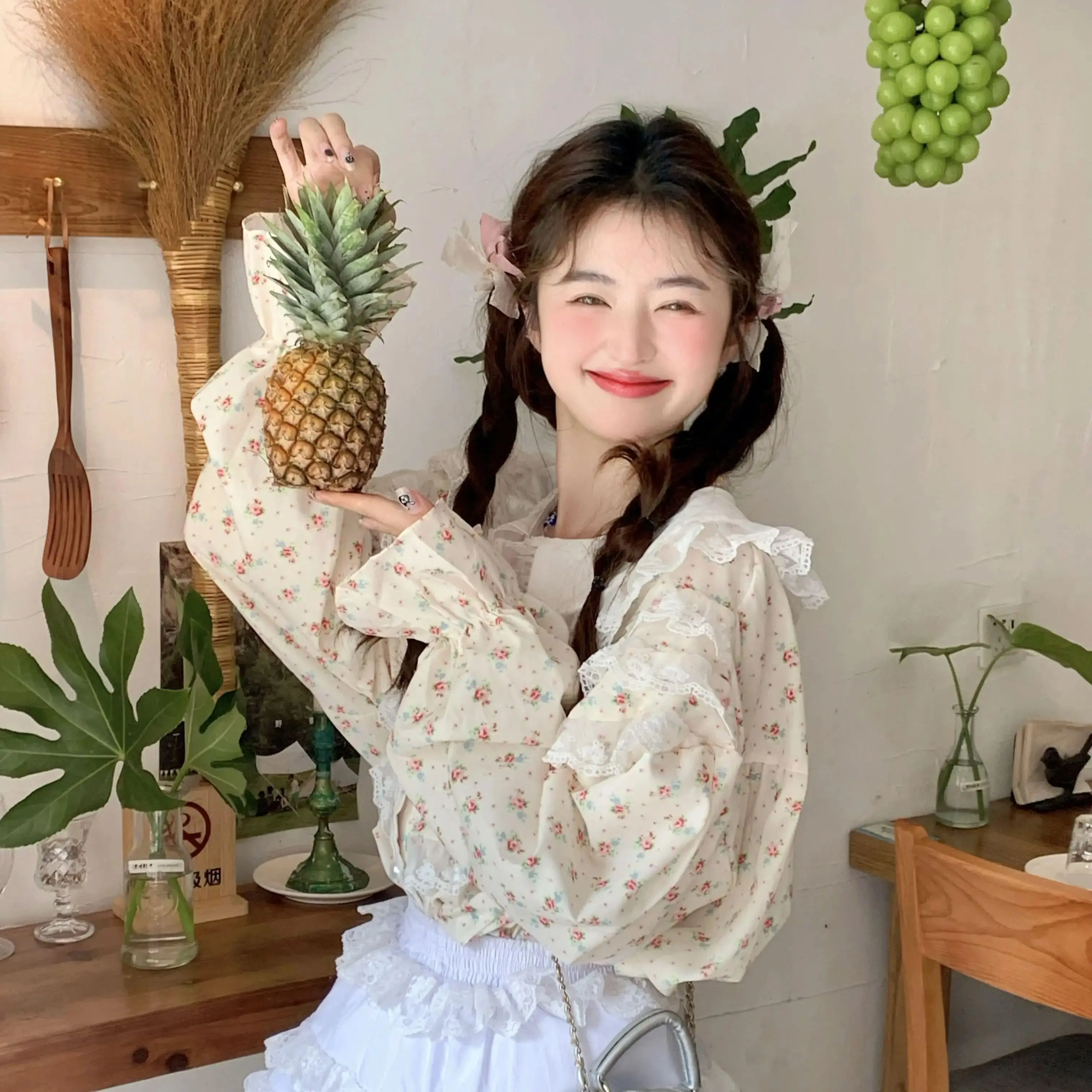 Милая Цветочная рубашка для девочек Джокер 2024 дизайнерская футболка с длинным