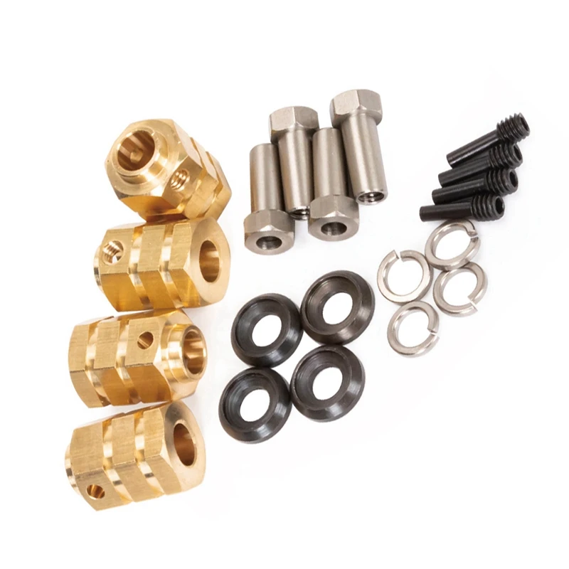 

4Pcs Heavy Duty Brass 12Mm Wheel Hex Hub Extended Adapter For Traxxas TRX-4 TRX4 1/10 RC Crawler Car Parts