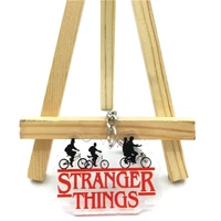 stranger things mens and womens key chain accessories lovely bag pendant key ring acrylic cartoon jewelry gift