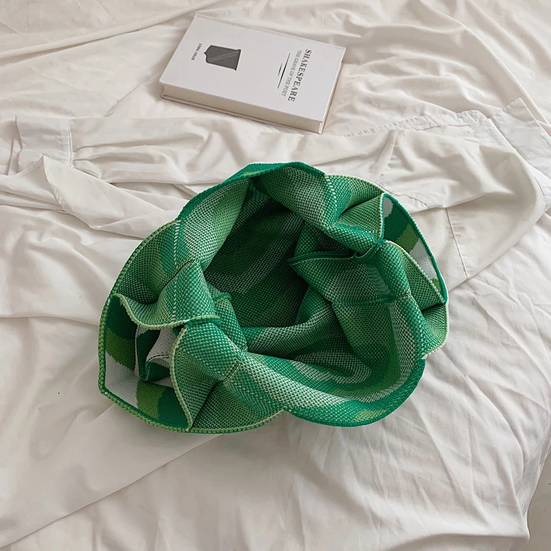 Japanese Women Bag Portable Wrist Bag Fashion Knitted Handbags Knotted Top Handle Tote Big Capacity Shopper Bag Reusable