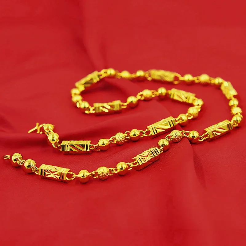 Мужское роскошное ожерелье 9999 настоящее золото 24 карата властное однотонное