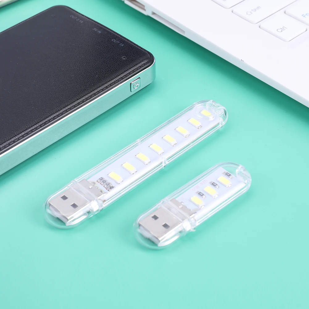 

Mini Portable Led USB Light 3-8LED Bright Book Light Reading Night Light Power Bank Laptop Camping Reading Light Warm Flashlight