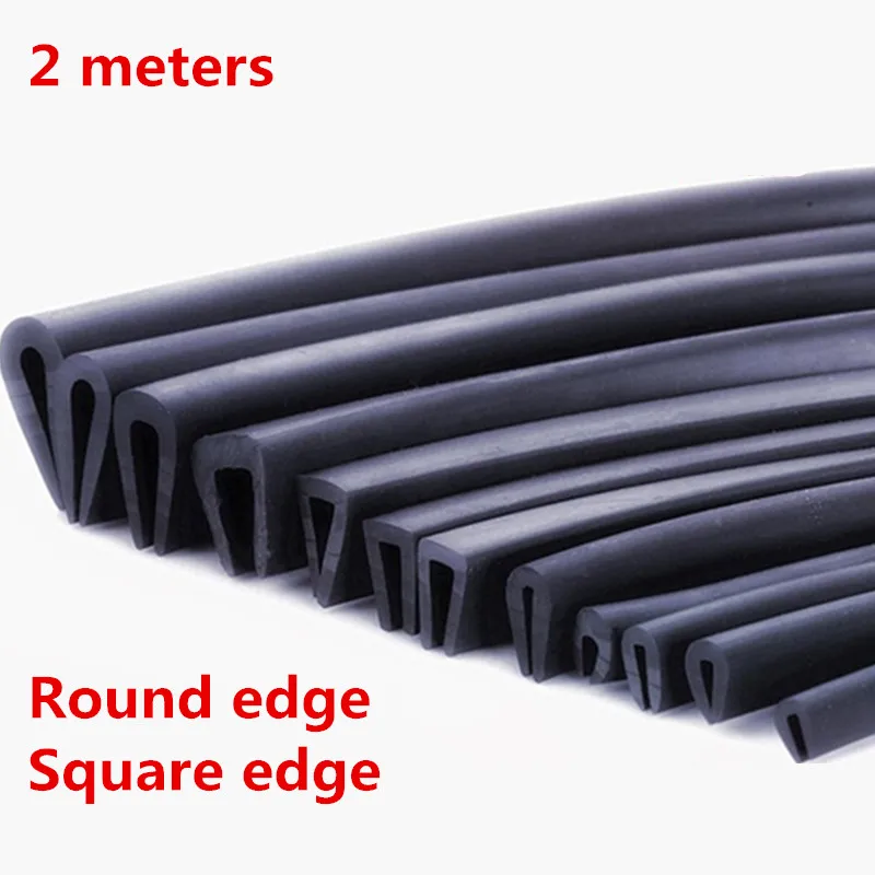 

2meter Rubber U Strip Edge Shield Encloser Bound Glass Metal Wood Panel Board Sheet for Cabinet Vehicle Thick 0.5mm - 10mm Black