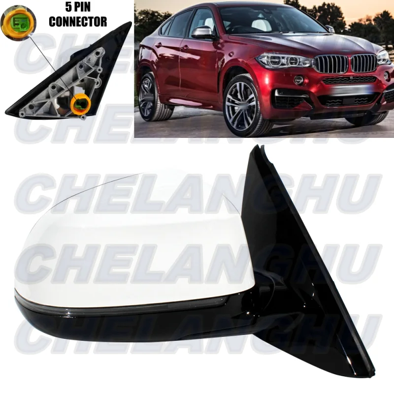 Для BMW X6 F16 2014 2015 2016 2017 2018 правое боковое 5-контактное белое окрашенное с подогревом