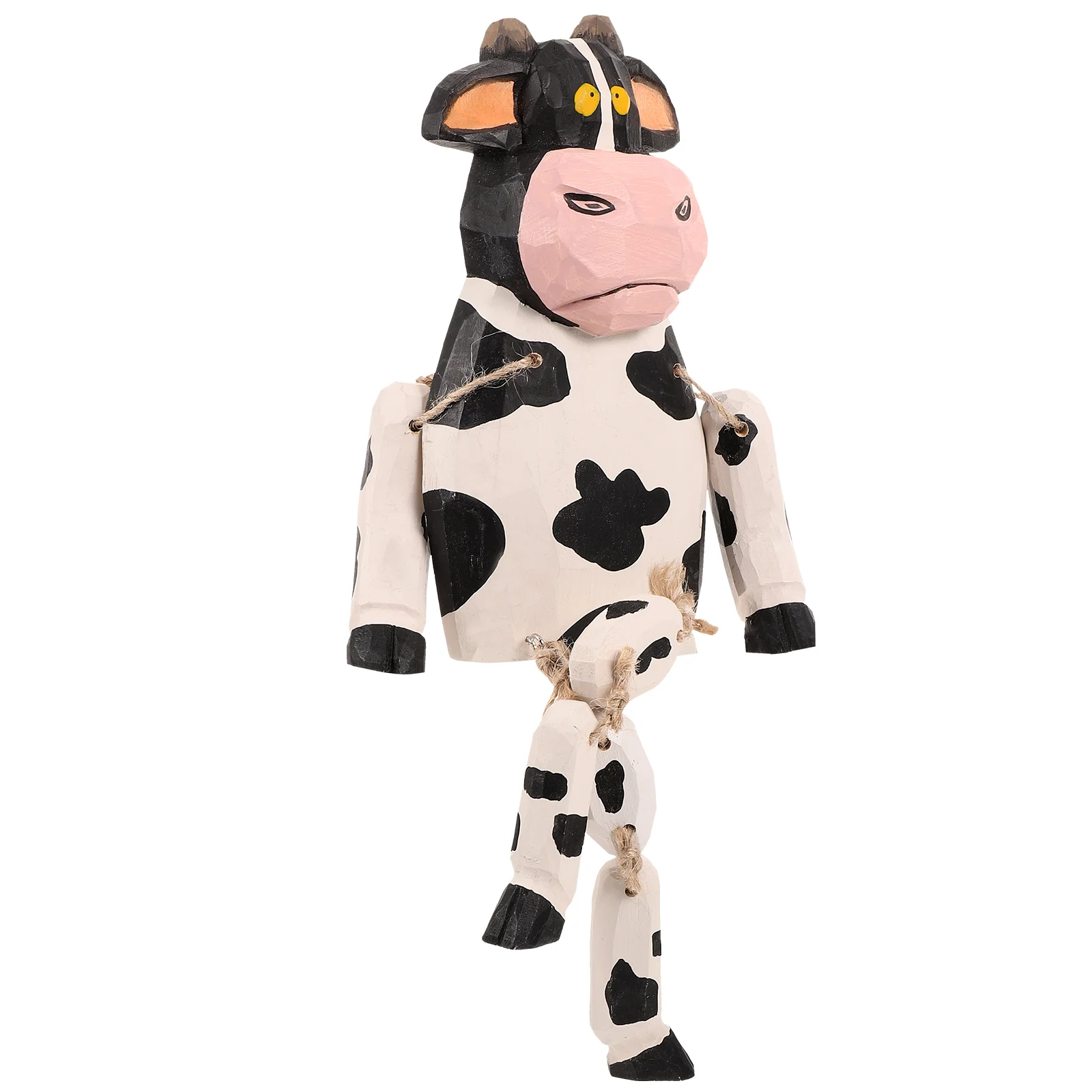 

Wooden Cow Statue Long Legs Wood Cow Figure Cow Decor Cartoon Animal Figurine