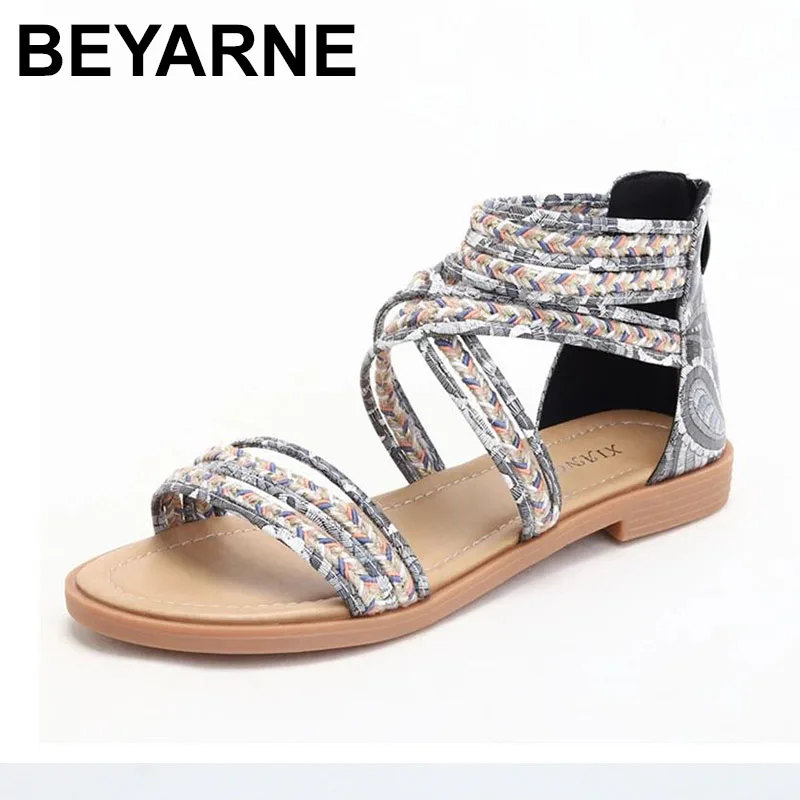 

Летние шешейные Отпуск бобохо римвинтажные Кожаные Сандалии На Танкетке Со Стразами