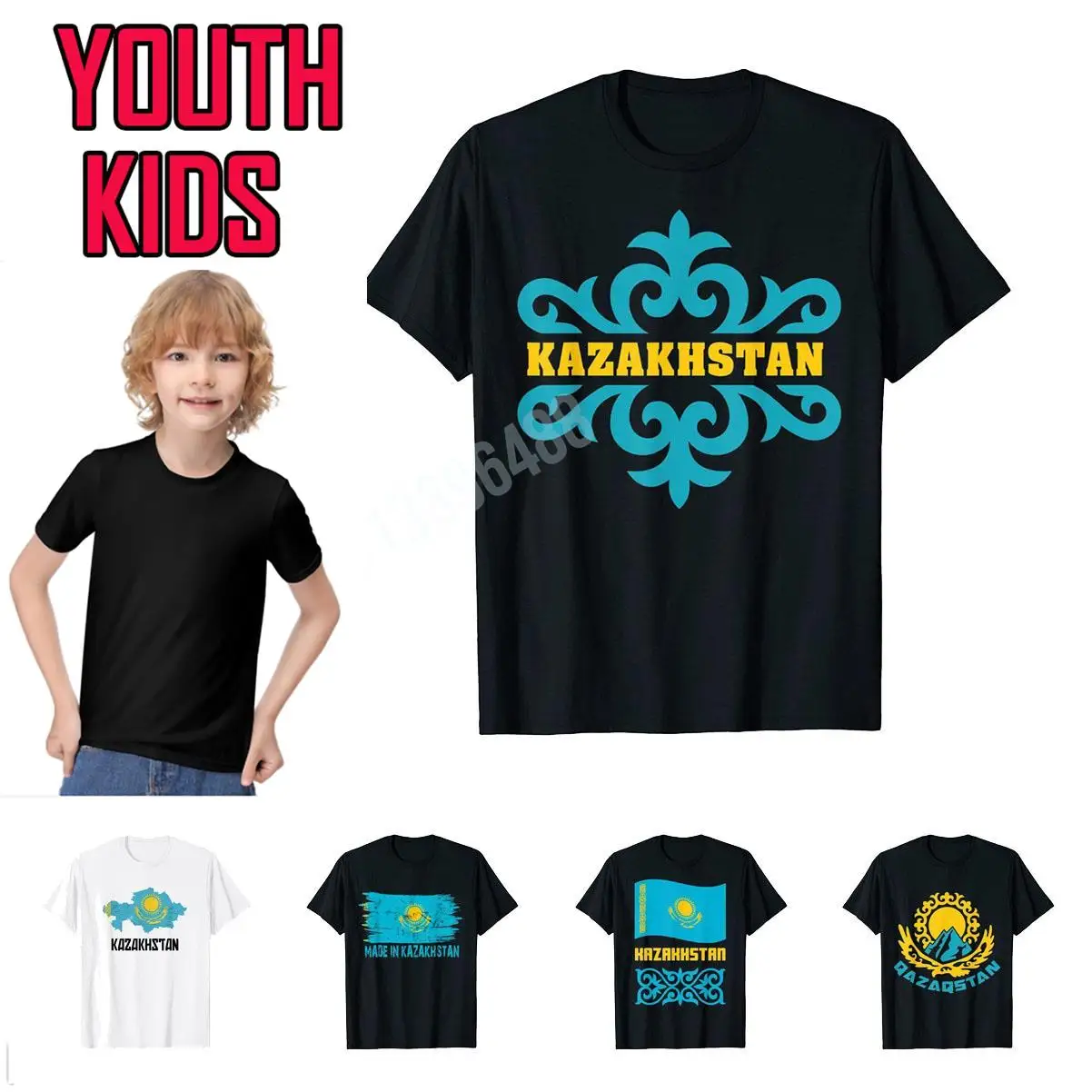 

More Design Youth Kids Republic of Kazakhstan Qazaqstan Kazakhs Kazakh T-Shirt Map For Children T Shirt Tops Cotton Boy Girl Tee