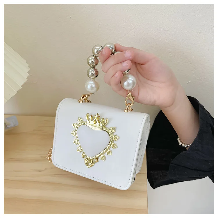 

Mini Love Design Children's Shoulder Bag Pearl Handle Baby Kids Crossbody Bags Chain Cute Girls Coin Purse Handbags Accessories