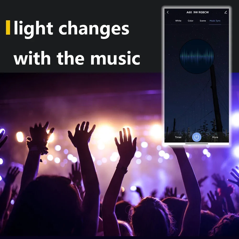 2 шт. умная лампа с голосовым управлением 9 Вт RGB регулируемой яркостью E27 B22 Wi-Fi