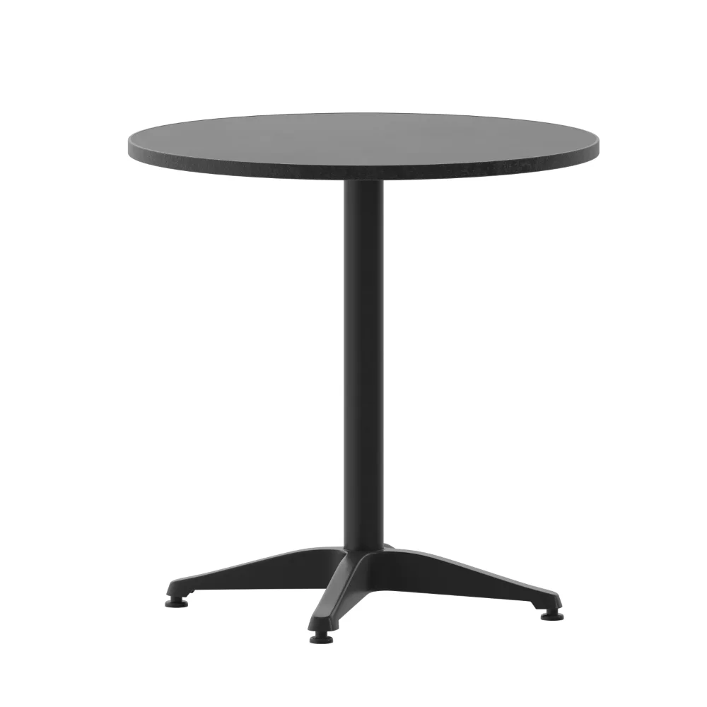 

Черный круглый металлический стол Mellie 27,5 дюйма для дома и улицы с основанием из нержавеющей стали, алюминий 27,50X27,50X27,50 дюйма