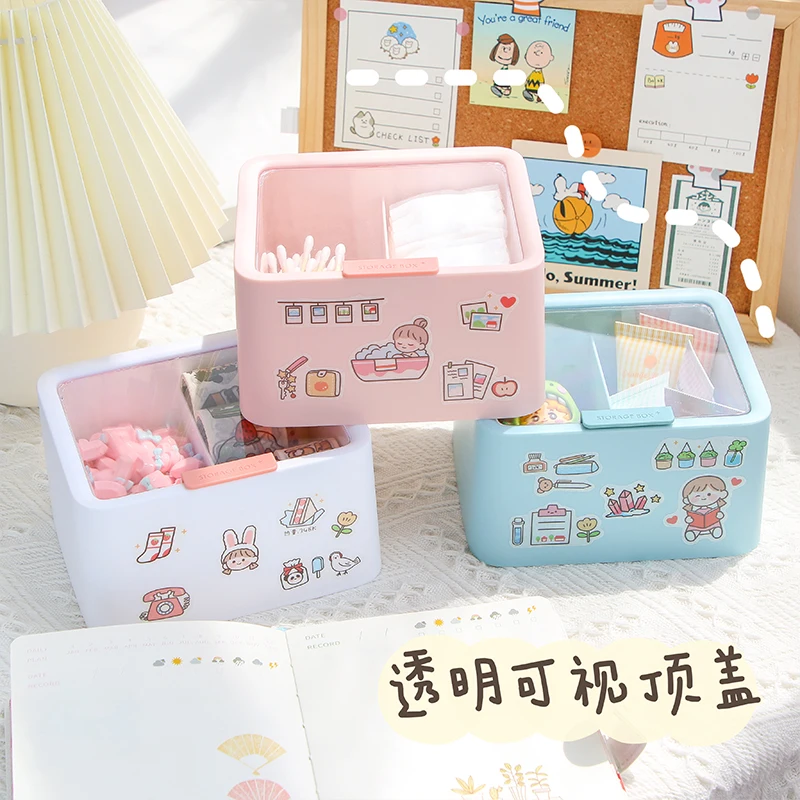 INS Girl Heart Cotton Pad Storage Box Cleansing Swabs Organizing Small Student Dormitory Dresser |