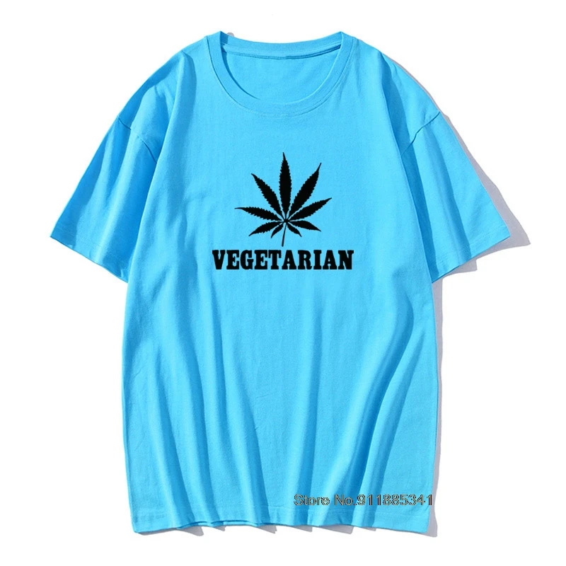 

Vegan Vegetarian Weed Gift T Shirt For Men Male Animal Lover Statement T-Shirt Green Hemp Leaves Short Sleeve Funny Tshirt