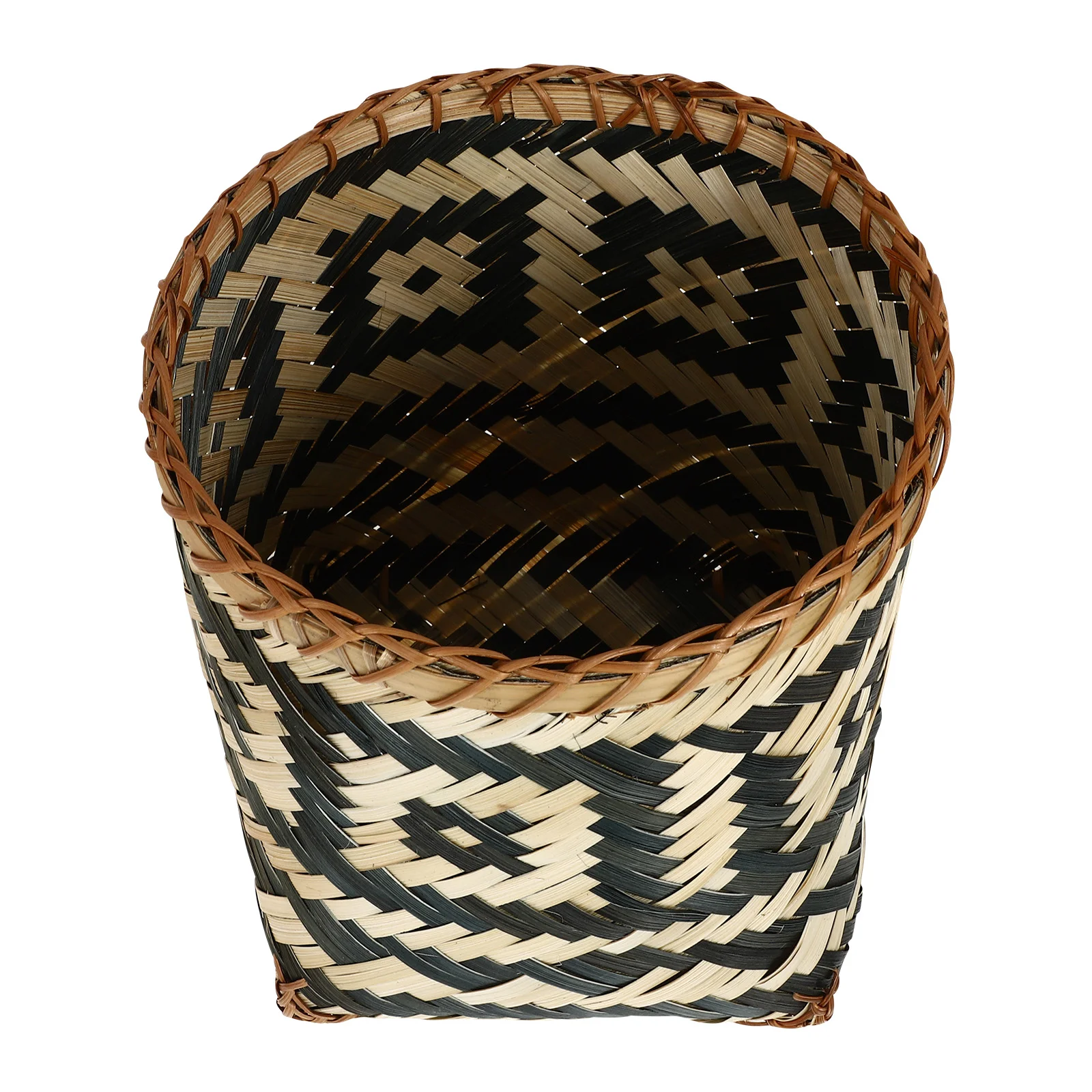 

Wicker Trash Can Kitchen Dustbin Round Bedroom Garbage Handmade Basket Bamboo
