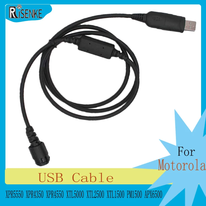Risenke Walkie Talkie USB Cable Compatible for Motorola XPR5550 XPR4350 XPR4550 XTL5000 XTL2500 XTL1500 PM1500 APX6500 Radio
