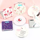 Портативное зеркало для макияжа из ПУ, складное ручное зеркало, карманные зеркала, двухстороннее компактное зеркало для макияжа, косметические инструменты