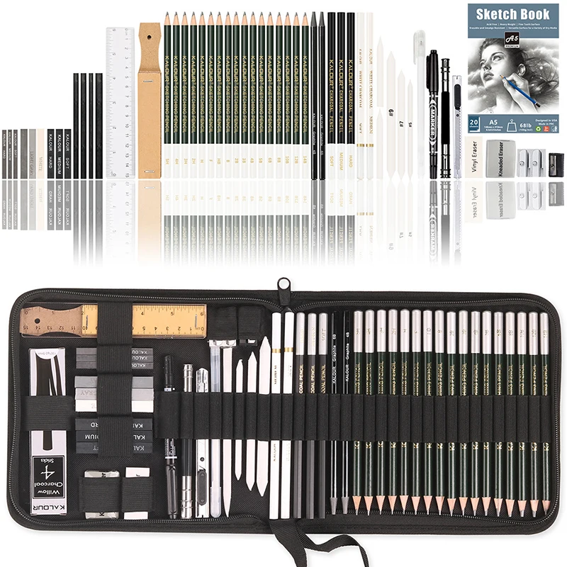 S Set Wood Pencil Tool Kit Artist Pencil Bags Graphite Charc