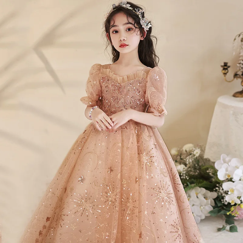 

Heavy Industry Nailed Beads High end Girls' Dress Children's Hosts Piano Performance Flower Boy Pengpeng Princess Dress