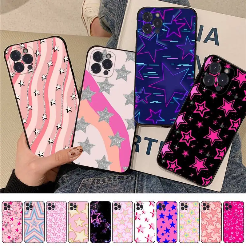 

preppy stars lightning pink Phone Case For iPhone 14 11 12 13 Mini Pro XS Max Cover 6 7 8 Plus X XR SE 2020 Funda Shell