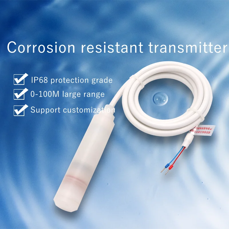 

1pc Input tetrafluoride anti-corrosion level transmitter 4-20mA ceramic core high precision0.5 0.2 0.1