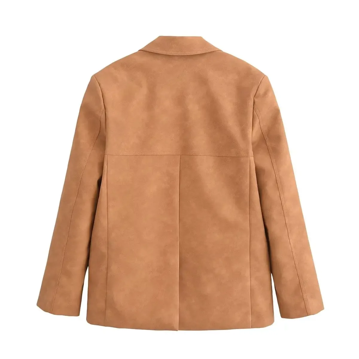 Модная простая однобортная куртка из замши 2024 Новое поступление трансграничная