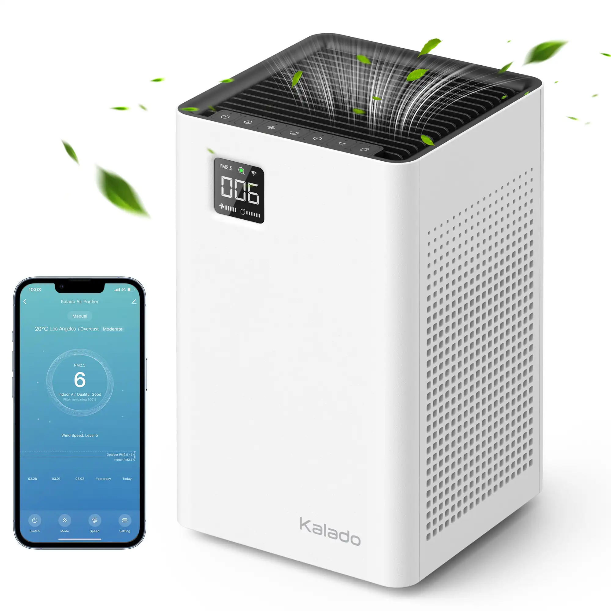 

Air Purifier With Smart Wi-Fi, Double Filter,Voice Control,PM2.5 Detector, Energy Saving, Air Cleaner for allergies and asthma,