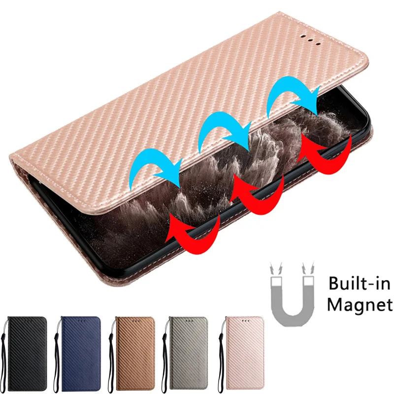 

Magnetic Attract Capa For Xiaomi Xiomi Redmi 10C 10 C Case Coque Mi redmi10c 10 c Cover Card Slot Carbon Fiber Leather Shell