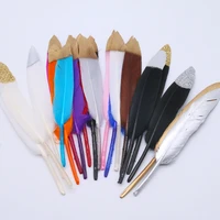 10 15cm small straight knife gradient two color feather goose feather diy jewelry accessories crafts decoration handmade materia