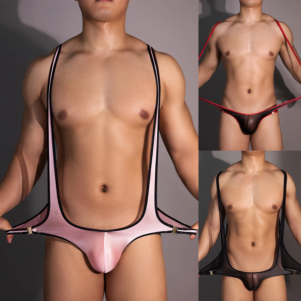 

Mens Bodysuit Backless Jockstrap U Convex Pouch Underwear Leotard Sexy Shiny Transparent Beachwear Bodysuits Erotic Lingerie