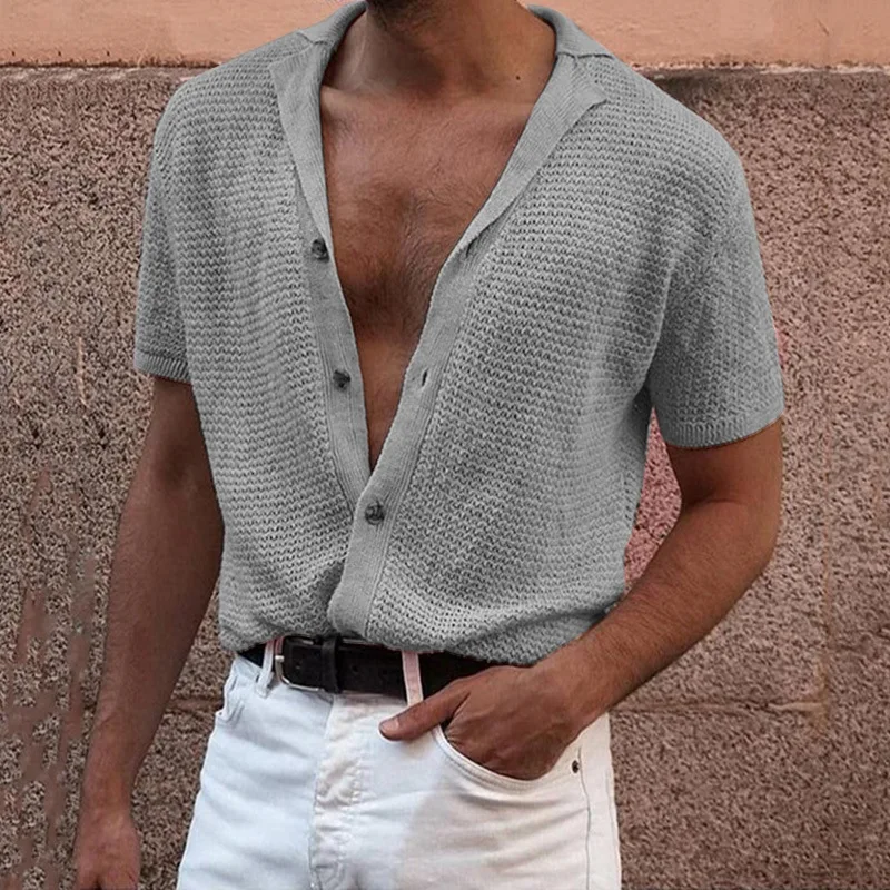 

Summer Men's Tops New Solid Color Lapel Short Sleeve Sweater Loose Polo Shirts Men's Clothing Oversized Fashion Street M-3XL