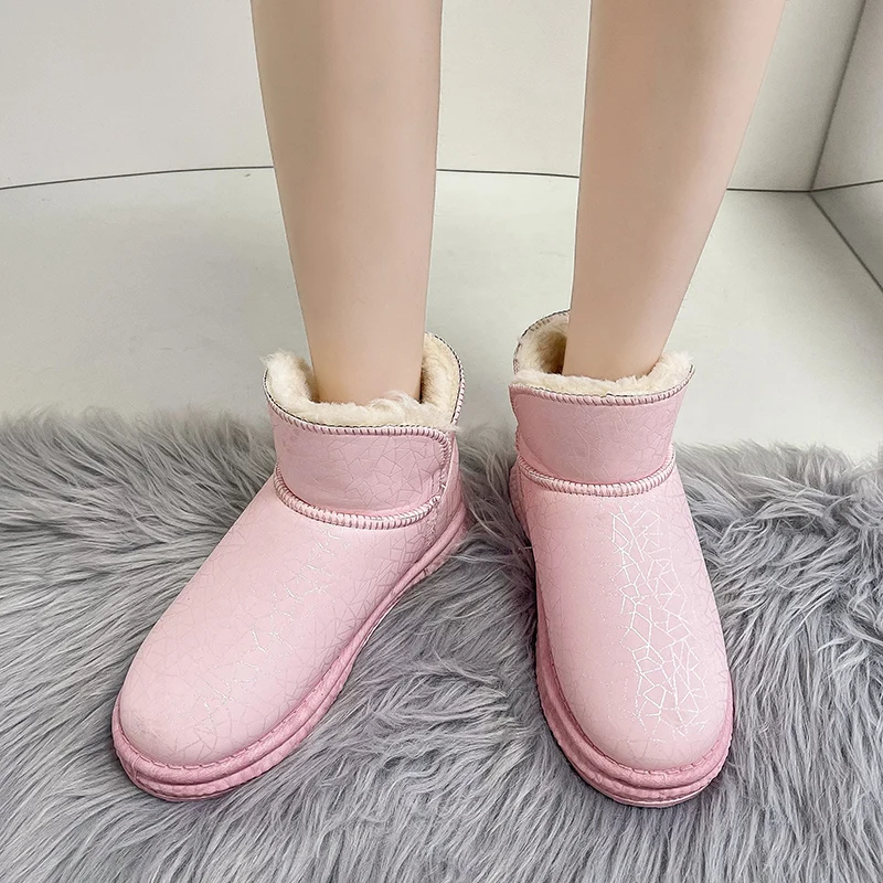 

Женские ботинки, новинка 2022, зимняя обувь, обувь на плоской подошве, с круглым носком, австралийские низкие резиновые снегоступы, женские ри...