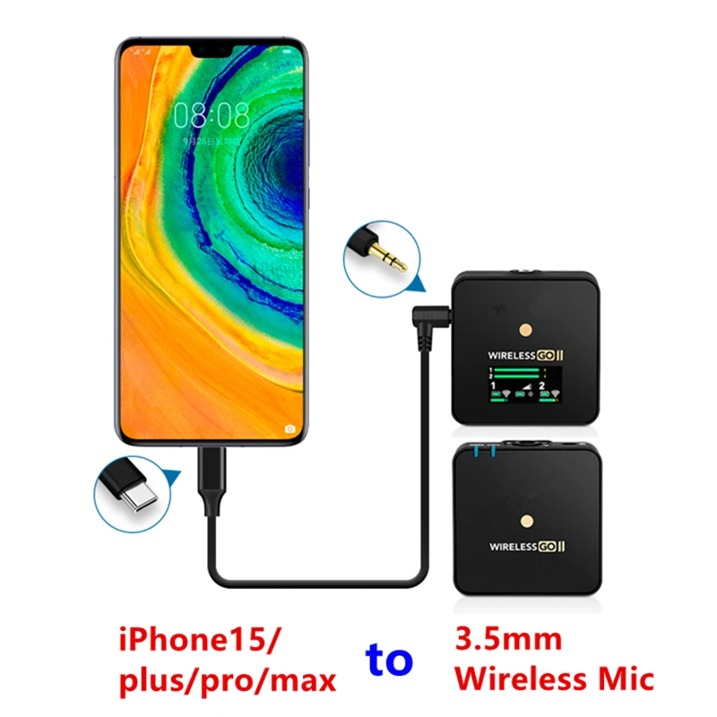 Кабель-переходник с 3 5 мм на Type-C для iPhone15 16 Pro Wireless Go DJI Mic MOMAN COMICA