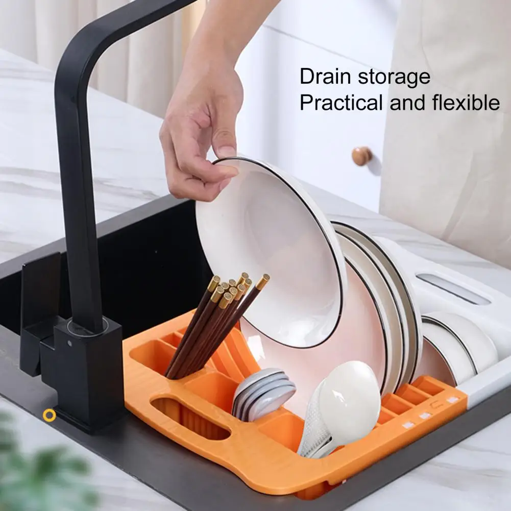 

Sink Dish Drying Rack Bowl Stand Kitchen Shelf Adjustable Good Ventilation Expandable Daily Use