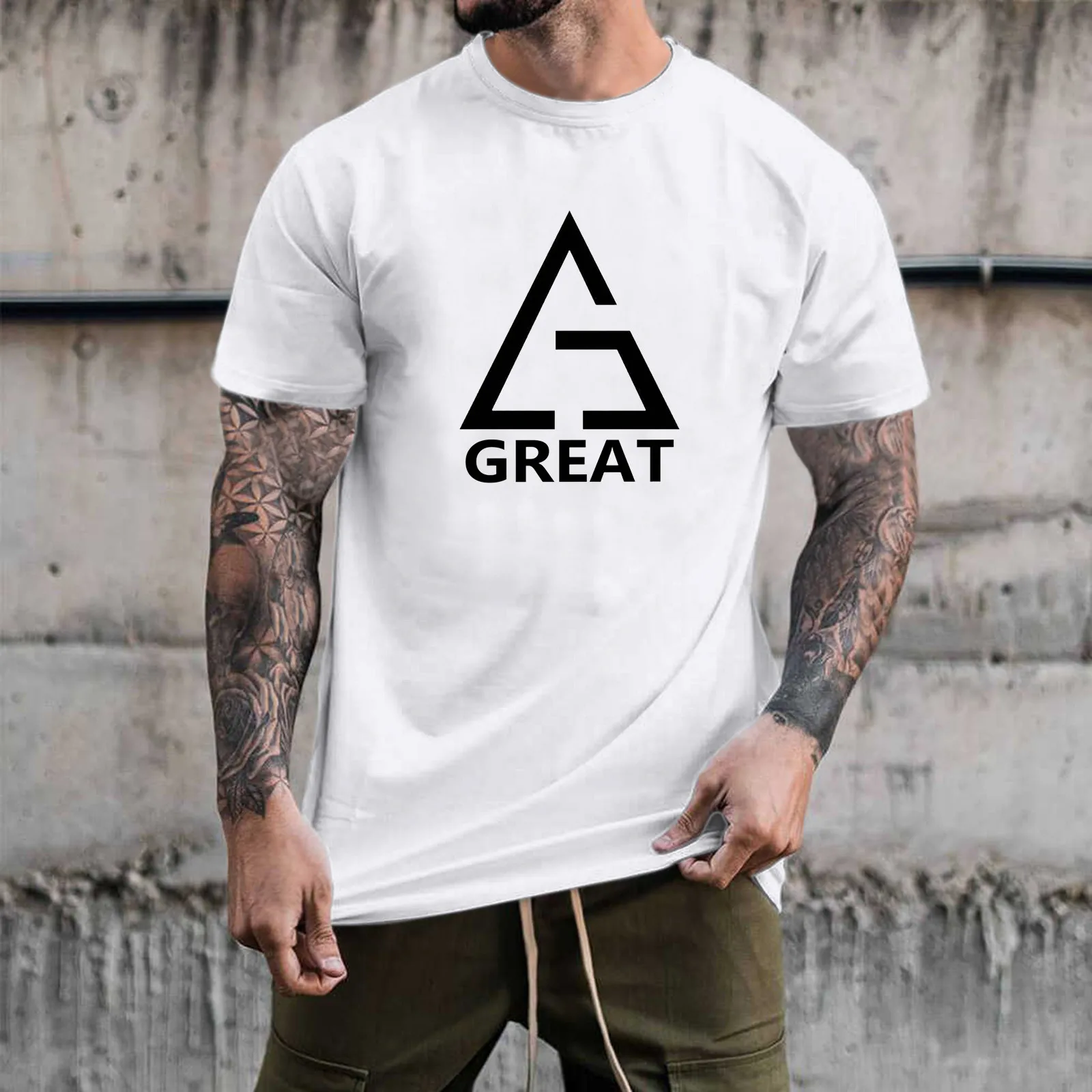 

Футболка мужская с длинным рукавом и круглым вырезом, Повседневная рубашка с треугольным принтом, Фиолетовый Топ, на лето