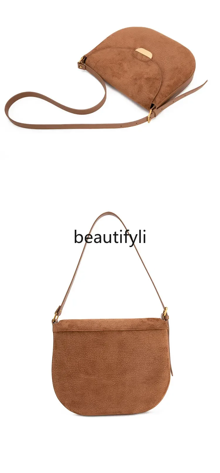 Сумка-седло женская через плечо из натуральной воловьей кожи