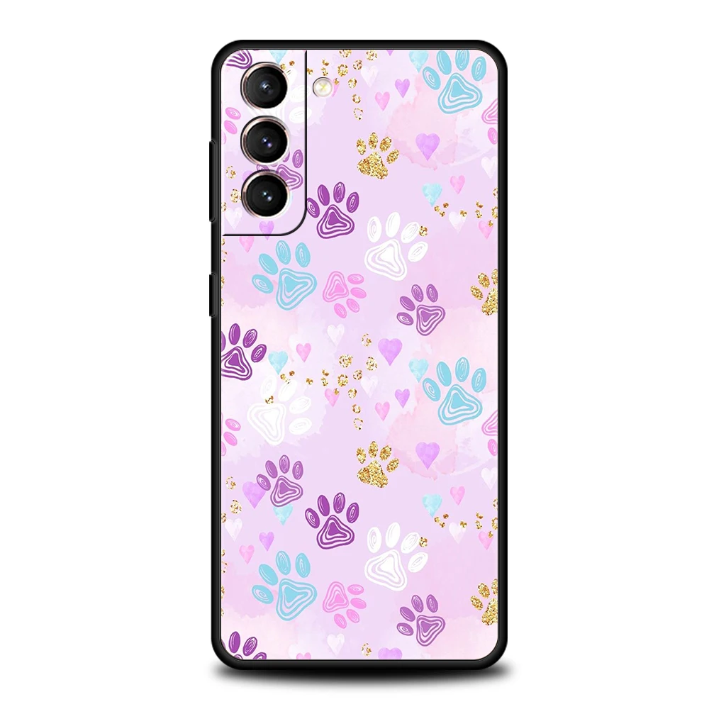 Милый чехол для телефона Собачий след лапы Samsung Galaxy S24 S23 S22 S20 S21 FE Ultra S10 S10E S9 S8 Plus 5G