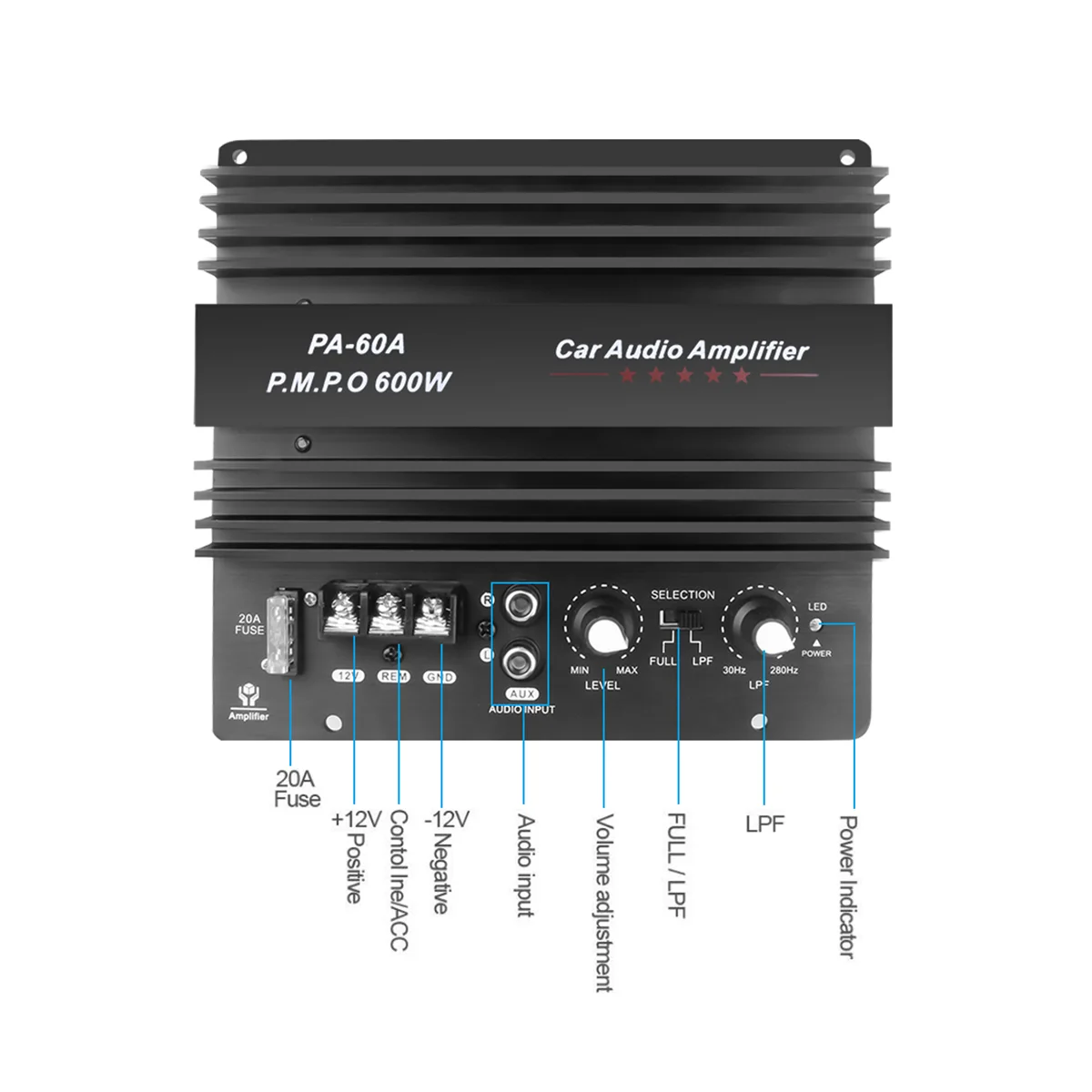 Усилитель мощности автомобильной аудиосистемы 12 В 600 Вт