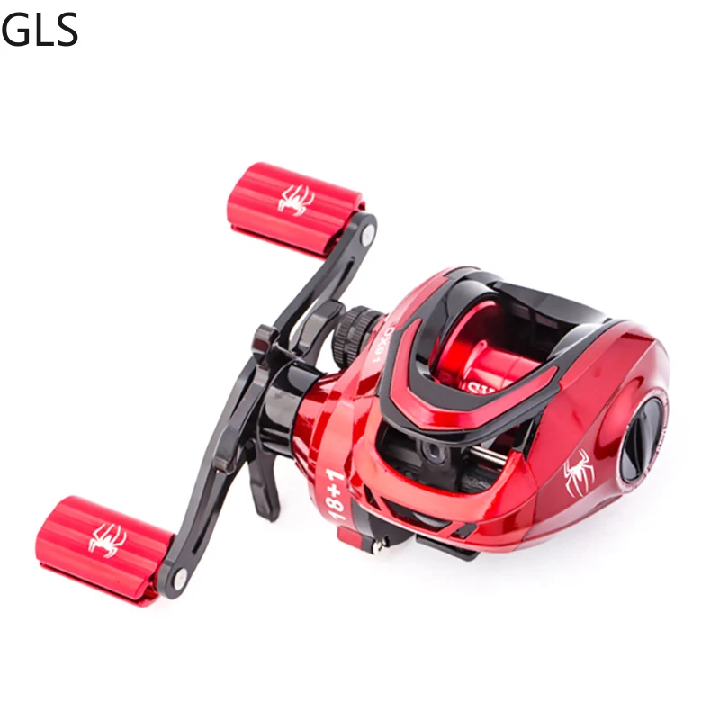 High Quality 18+1BB Black/Red Baitcasting Fishing Reel Aluminum Alloy Spool Saltwater Bass 7.2:1 High Speed Fishing Wheel