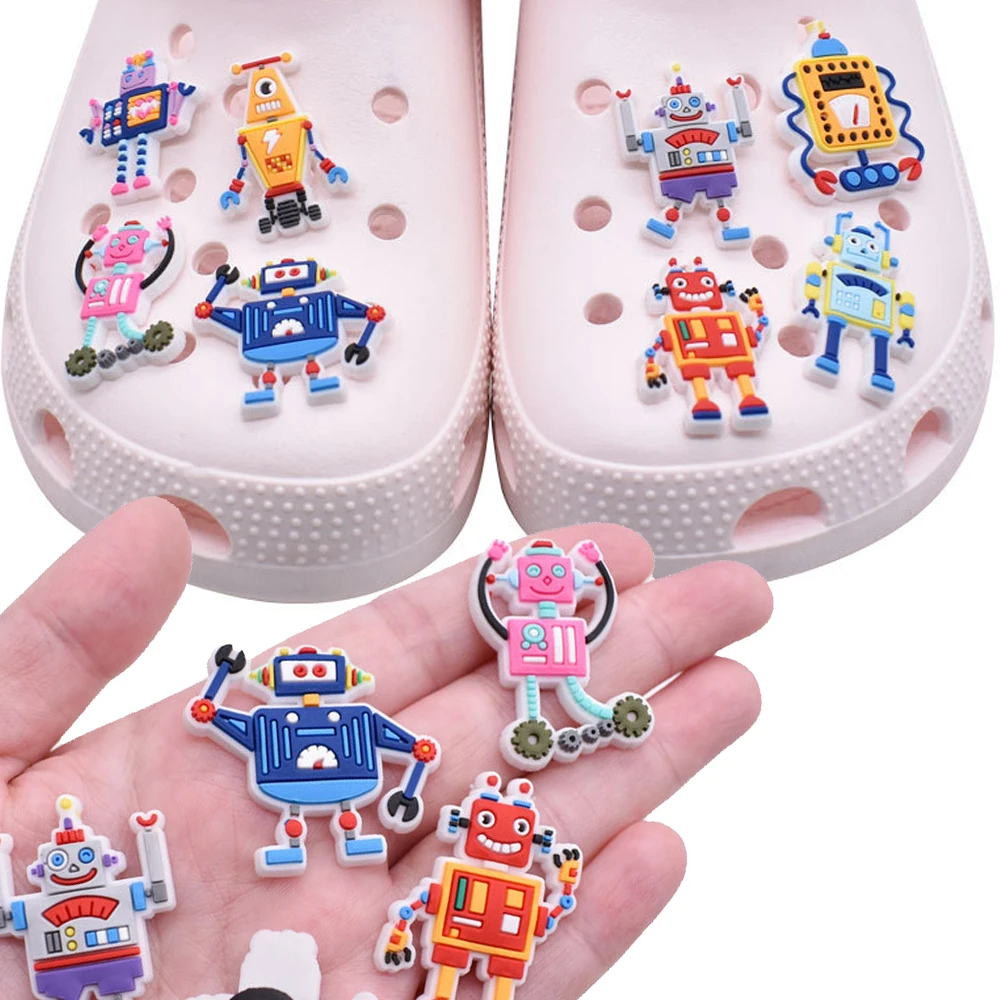 

Hot Sale 1pcs PVC Robot Accessories for Crocs Charms Men Badge Women Clogs Buckle Kids Pins Shoes Decoration Jeans X-mas Gift