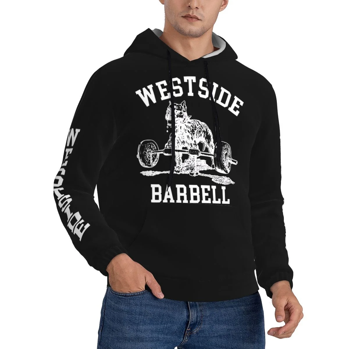 

Wside-Barbell-Gym Polyer Hoodie Fashionable With Hood Gift Birthday Customizable