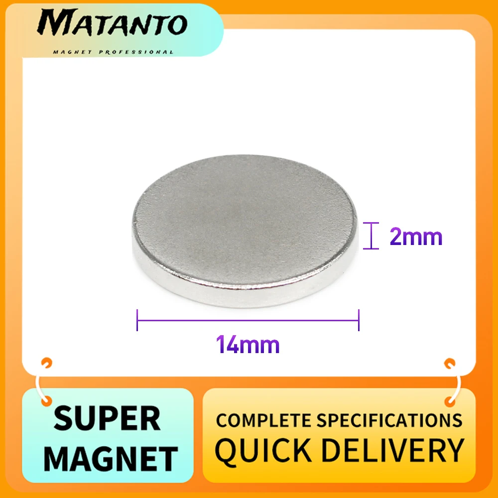 

5/10/20/50/100/200PCS 14*2 mm Thin Neodymium Magnets Strong 14mmx2mm Permanent Round Magnet 14*2mm Powerful N35 Magnetic magnet5