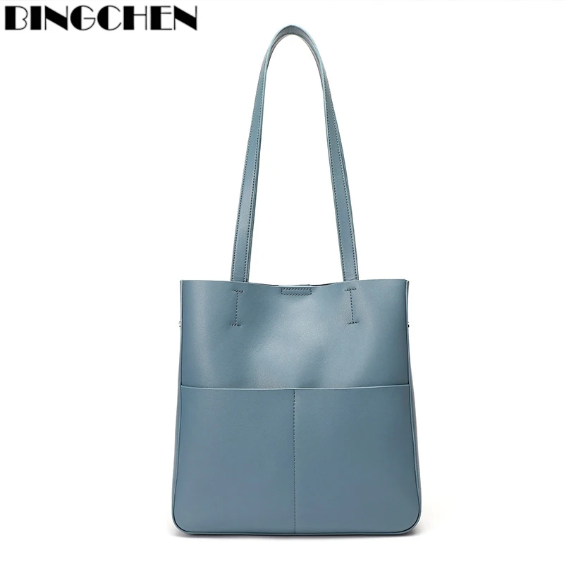 BINGCHEN 2021 Women's Bag Large Capacity Shoulder Bags High Quality Genuine Leather Handbags and Purse Female Retro Tote Bags