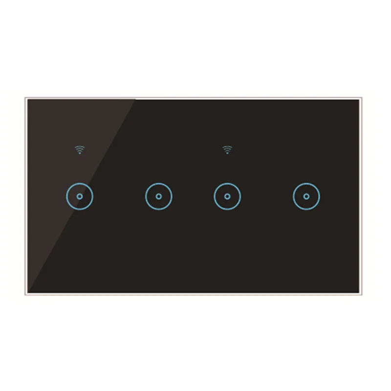 

Wifi Smart Wall Light Switch 10A Glass Wireless Interuptor 4 Gang Wireless Remote Control (Black)